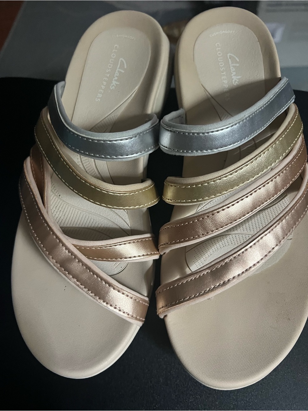 Clarks Women's Metallic Multi-Strap Sandals - Rose Gold, Gold, Silver